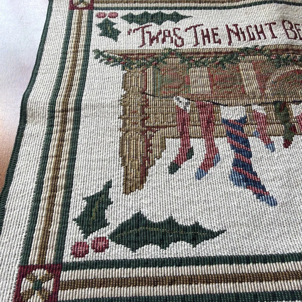 Vintage Set Of 3 'Twas The Night Before Christmas Tapestry Placemats 17